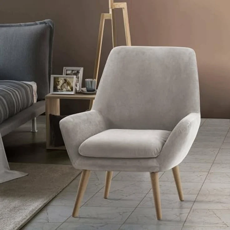 Talamo Italia - Annarita-Sessel, Design-Loungesessel, 100 % Made in Italy, Relaxsessel aus gepolstertem Stoff, 80 x 70 x 95 cm, Grau – Bild 1