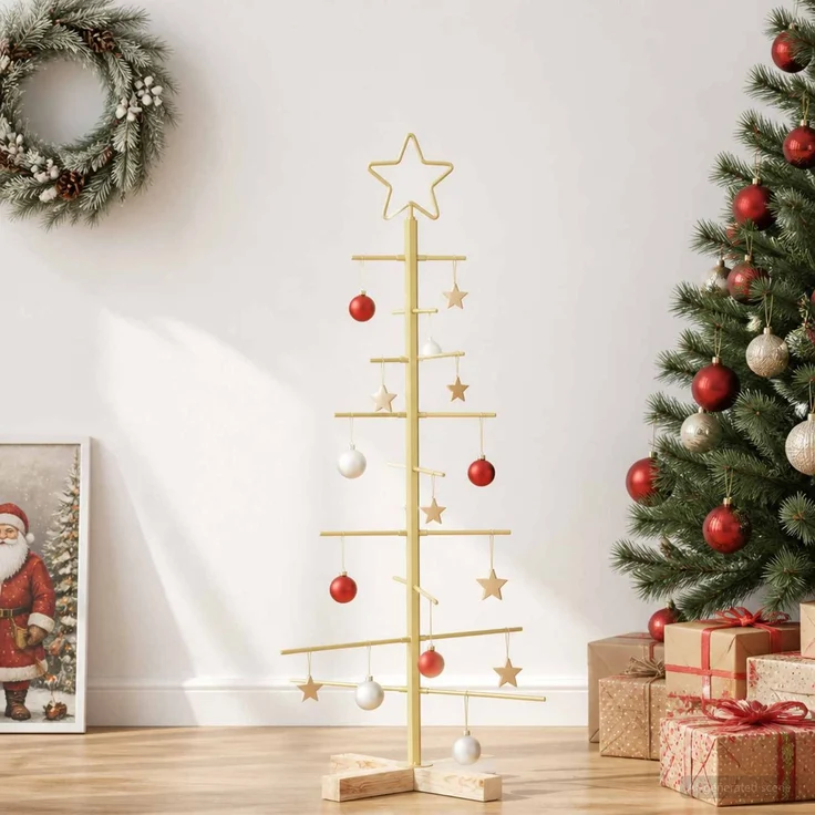 vidaXL Metall Weihnachtsbaum KUOPIO 90 cm Stahl Gold 42053867 – Bild 3