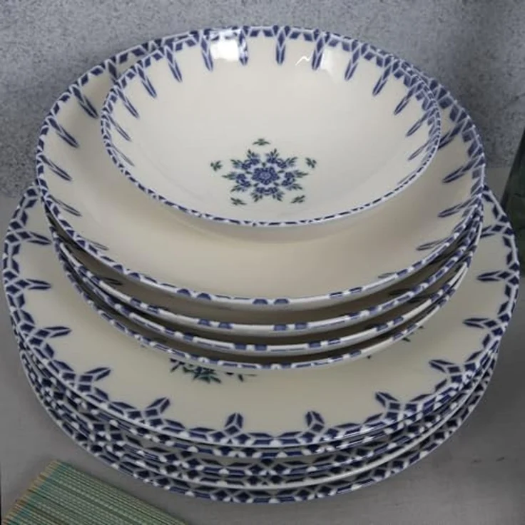 Tafelservice (24-teilig), 'GBSATN24Y4R1654', Weiß, Blau – Bild 3