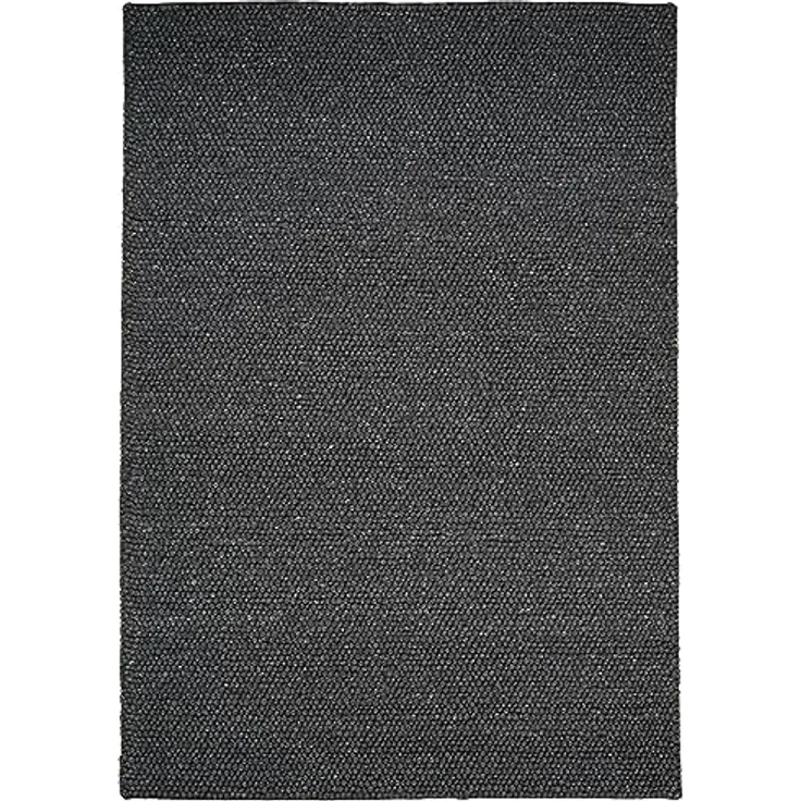 Consilio Concept Wollteppich Wooly, Anthrazit, 100% Wolle, rechteckig 80x150 cm, Oeko-Tex® Standard 100, für Fußbodenheizung geeignet, handgefertigt
