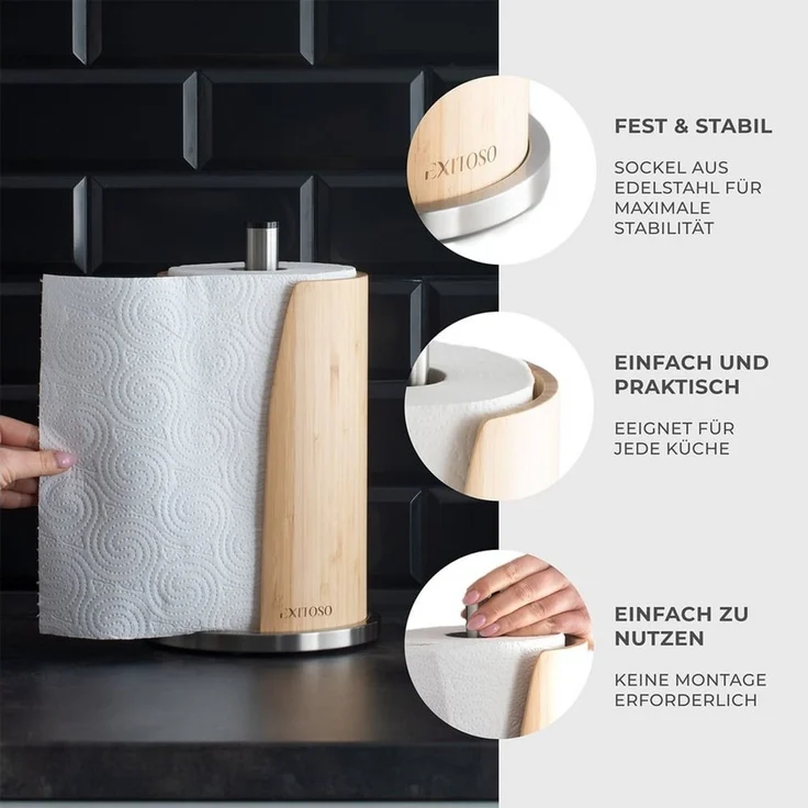 Exitoso Küchenrollenhalter ST Pole Küchenrolle, Küchentücher Stand Arbeitsplatte Bad Küche Büro Restaurant