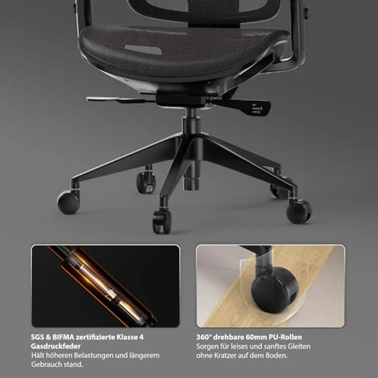 SENSE7 Nobu Ergonomischer Bürostuhl – Innovatives Rückenstützsystem, 3D-verstellbare Armlehnen, Wippfunktion, Atmungsaktives Mesh, Gesunde Haltung, Komfort für Büro und Gaming, Stabil – Bild 7