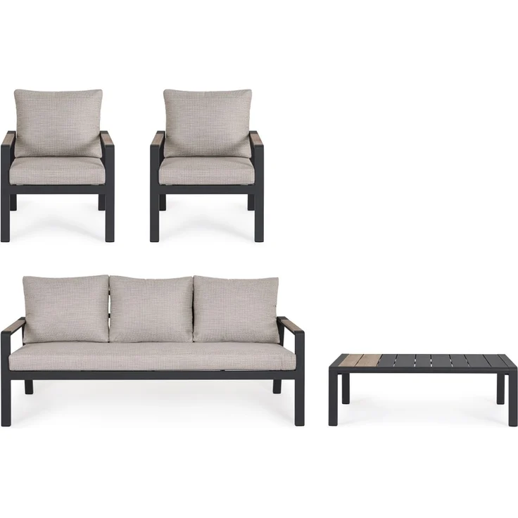Garten-Set Elna 4er Gruppe aus Aluminium, modern gepolstert, anthrazit, inkl. Kissen – Bild 9