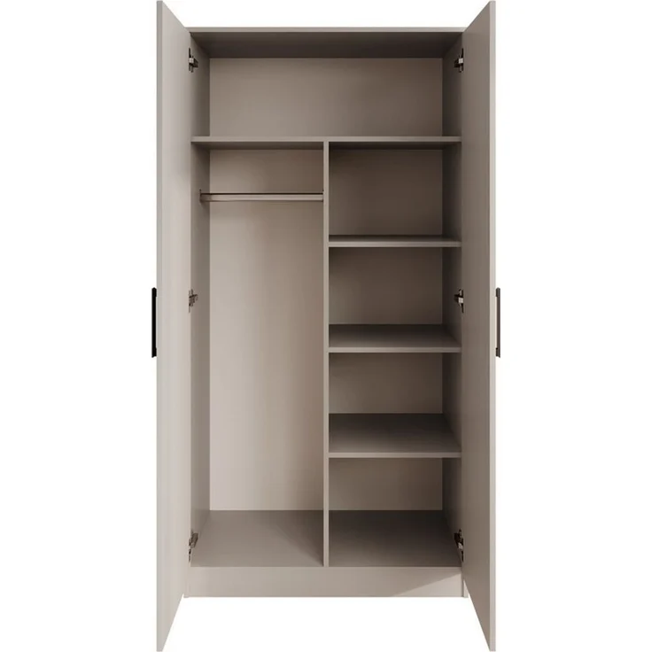 Beautysofa Kleiderschrank TREND 2-türig mit Selbsteinzug, Kleiderstange und 5 Einlegeböden (verschiedene Farben, mit oder ohne Schubladen) – Bild 3