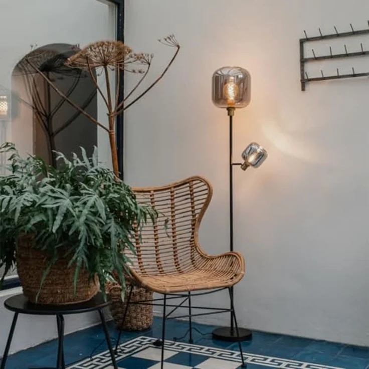 Qazqa Stehlampe Zuzanna, ohne Leuchtmittel, E14, Grau, Modern, Glas, 1-flammig – Bild 2