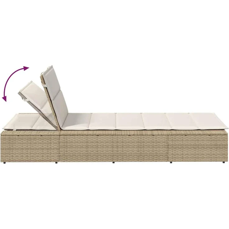 vidaXL Sonnenliege mit schwebender Auflage Beige Poly Rattan 4104206 – Bild 8