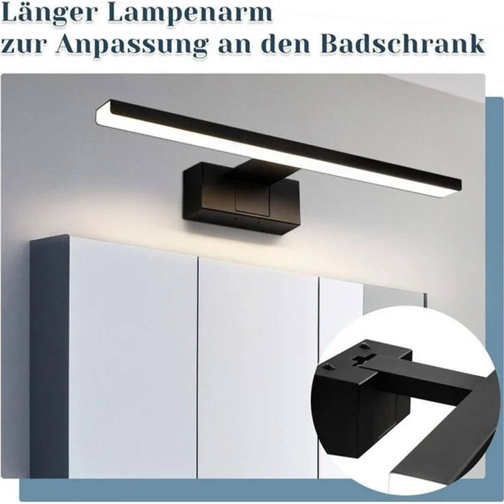Nettlife LED Spiegelleuchte 30/40/60CM Schwarz Sipegellampe 4000K, LED fest integriert, Neutralweiß, Keller Küche Badschrank – Bild 4