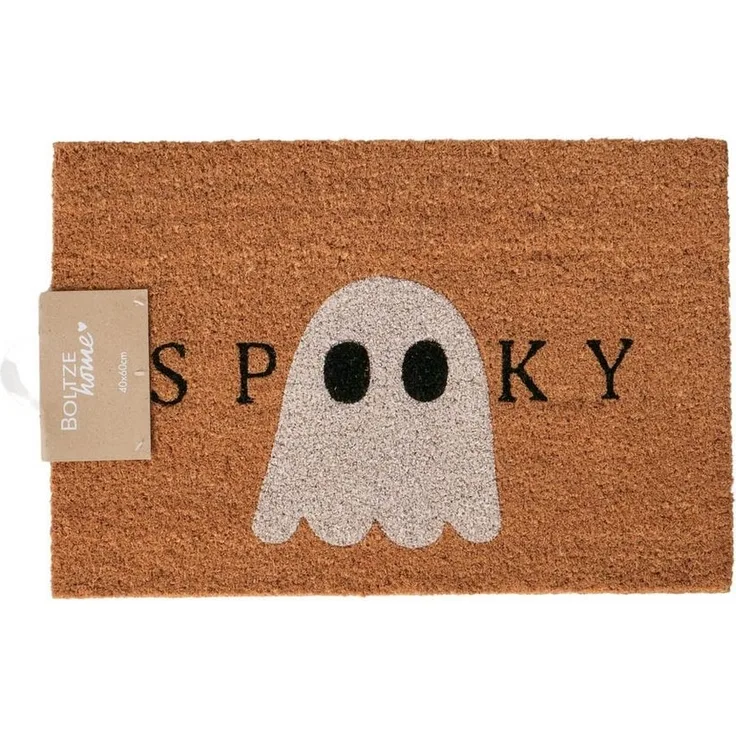 BOLTZE Fußmatte Fußmatte SPOOKY natur schwarz weiß Geist Gespenst Halloween Kokos PVC