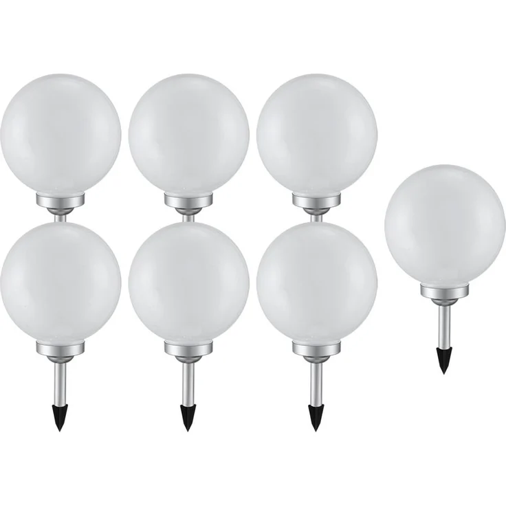 7er Set LED Solarleuchte, Kugel weiß, H 65 cm – Bild 1