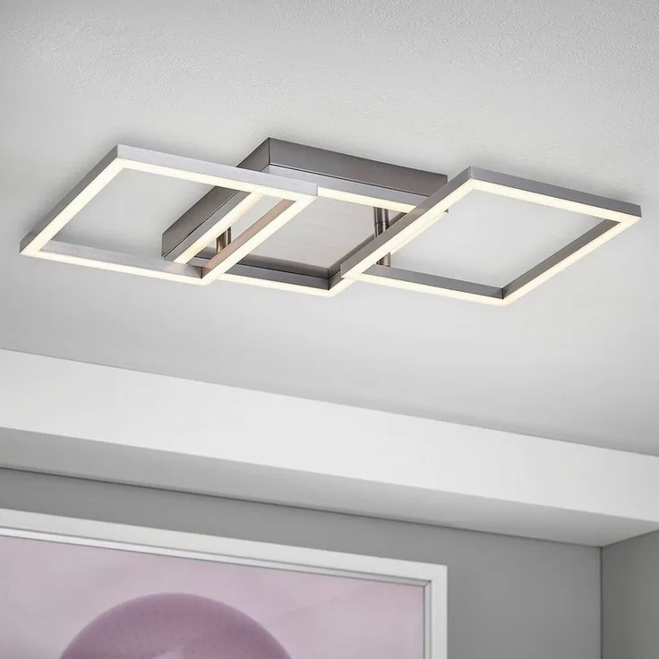 MeLiTec LED Deckenleuchte D119, warmweiß, LED Deckenleuchte Rahmen Leuchte Wand Deckenleuchte nickel matt