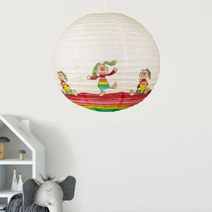 Papier Lampenschirm fürs Kinderzimmer mit fröhlichem Rabbit Motiv Ø 40cm – Bild 2