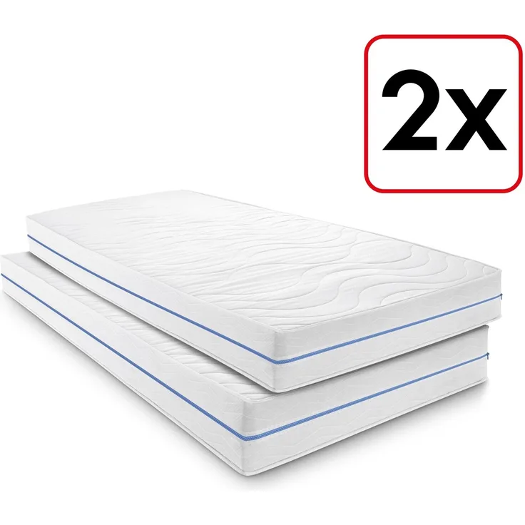 Doppelpack ergonomische Matratze 90x200 cm 7-Zonen Supportho Premium, Höhe 18 cm, Härtegrad H2/H3, Twin-Set