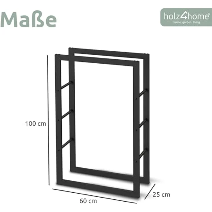 Kaminholzregal - Metall, Schwarz - BHT 60 x 100 x 25cm – Bild 8