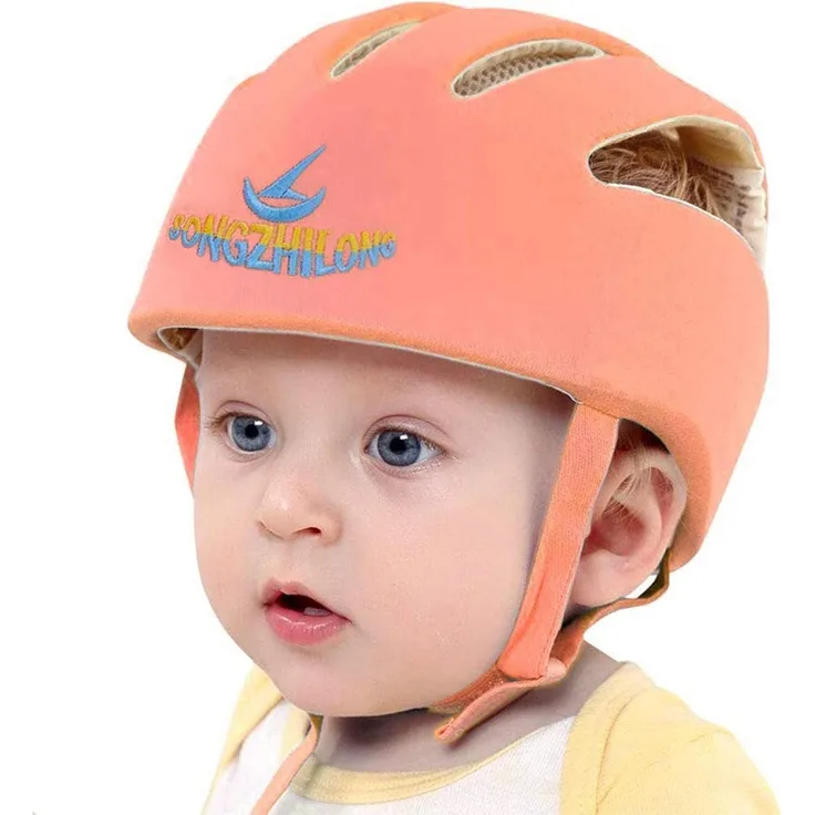 IULONEE Baby Helm Kleinkind Schutzhut Kleinkind Kopfschutz Baumwolle Hut Kleinkind Verstellbarer Schutzhelm (Orange)
