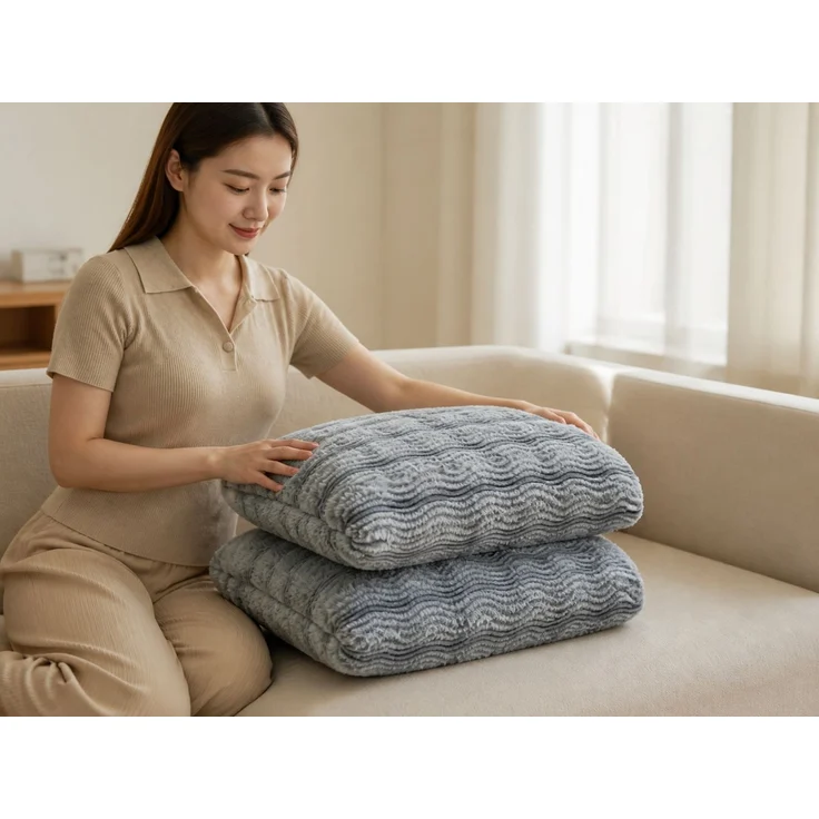 Flanell-Kuscheldecke für Sofa und Bett Blau-Grau 2 x 2.3 m – Bild 2