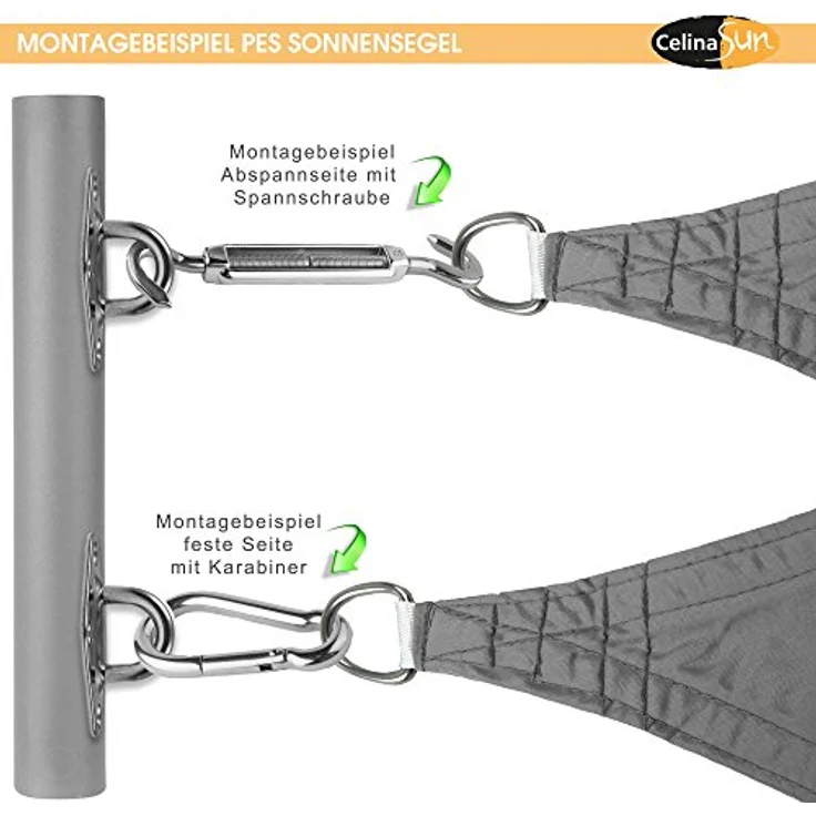 CelinaSun Sonnensegel inkl Befestigungsseile Premium PES Polyester wasserabweisend imprägniert Dreieck gleichseitig 5,6 x 5,6 x 5,6 m grün – Bild 8