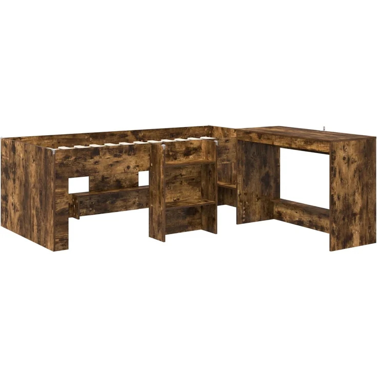 vidaXL Hochbett mit Schreibtisch für Kinder 2 stk. Räuchereiche 3423474 – Bild 3