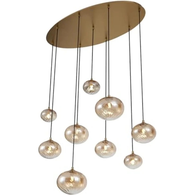 Qazqa Pendelleuchte Jia, ohne Leuchtmittel, G9, Gold, Art Deco, Stahl, 9-flammig – Bild 6