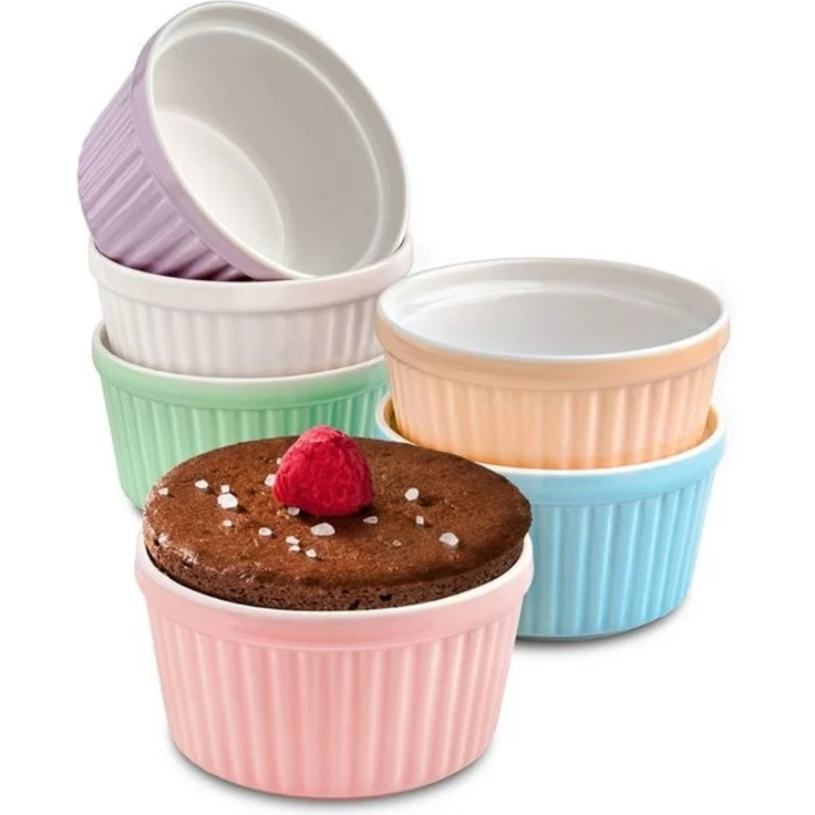 Praknu Auflaufform 6 Souffle Förmchen aus Keramik - Backofenfest - 200 ml - 9 cm, Keramik, (6-St), Kuchenform Rund - Ineinander stapelbare Auflaufförmchen mit Antihaft – Bild 4