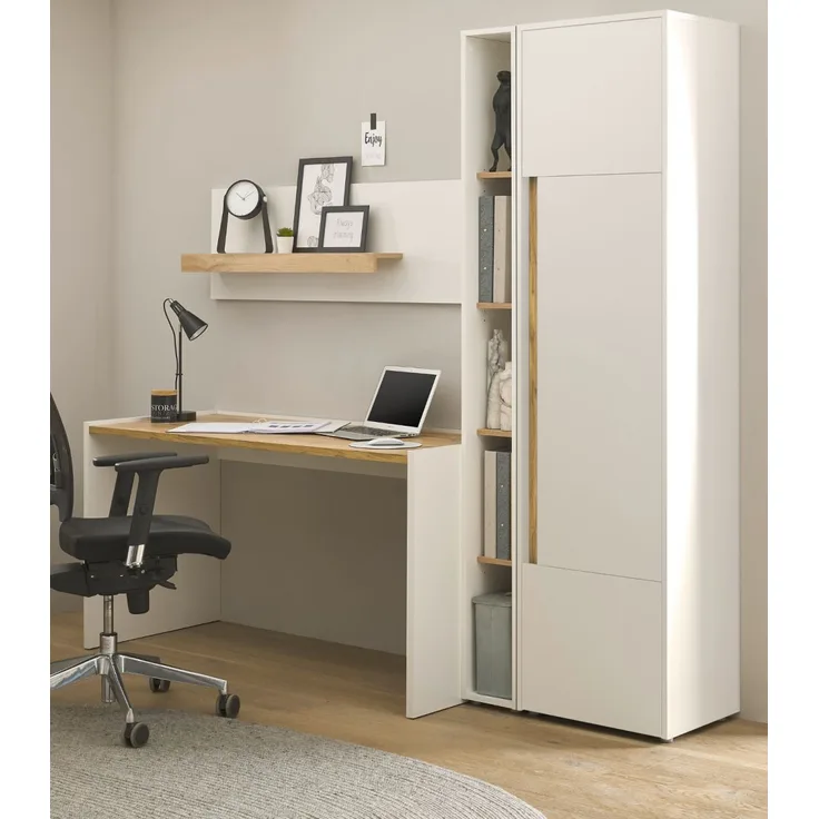 Büromöbel Set Center in weiß und Eiche Wotan 213 cm