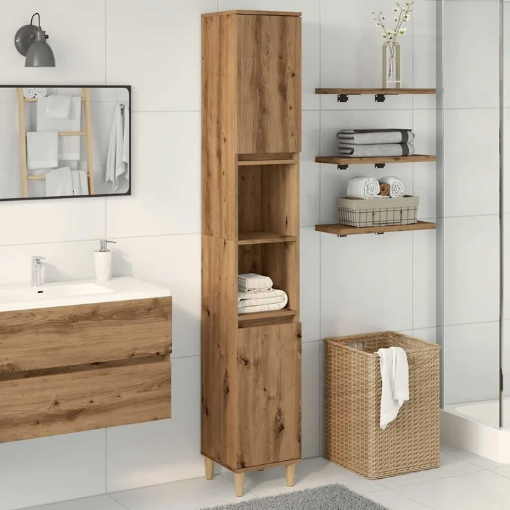 vidaXL Badschrank Artisan-Eiche 30x30x190 cm Holzwerkstoff 857103 – Bild 2