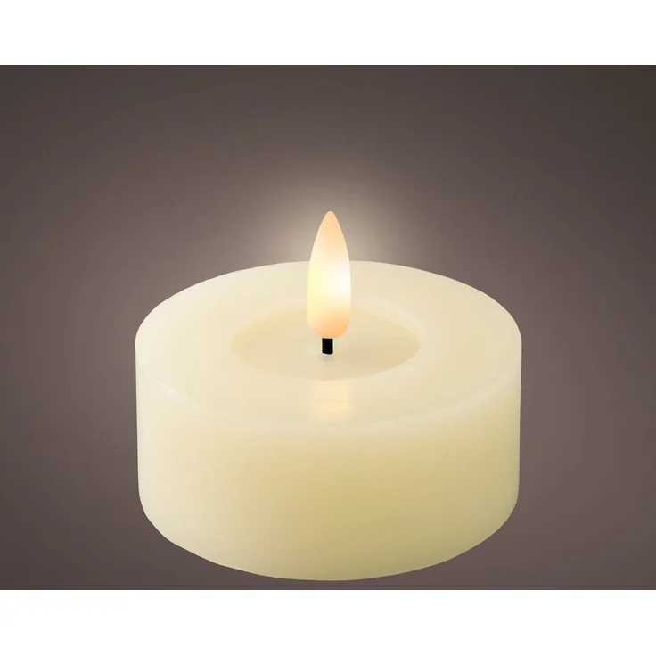 Lumineo LED-Teelichter, Timer, warmweiß, LED Teelichter 7x6 cm mit Timer Wachs 2 Stück Creme / Warmweiß – Bild 2