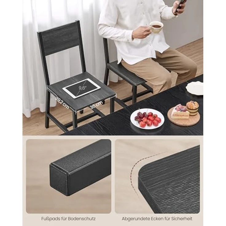 Vasagle Esszimmerstühle, Küchenstühle, 2er Set, Metallrahmen, für Esszimmer, Wohnzimmer, Küche, anthrazitgrau-tintenschwarz – Bild 7