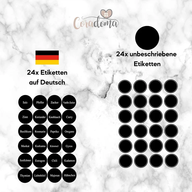 Gewürzgläser Set Eckig 24 Stück [10x4,2 cm] inkl. Gewürzetiketten | Organizer zur Aufbewahrung Küche - Glas mit Deckel für Gewürze | Vorratsdosen mit Deckel luftdicht | Spice Jars Gewürzdose – Bild 3