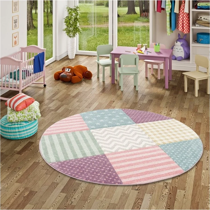 Pergamon Kinderteppich Kinder und Jugend Teppich Maui Sterne Rund, Rund, Höhe: 13 mm – Bild 1