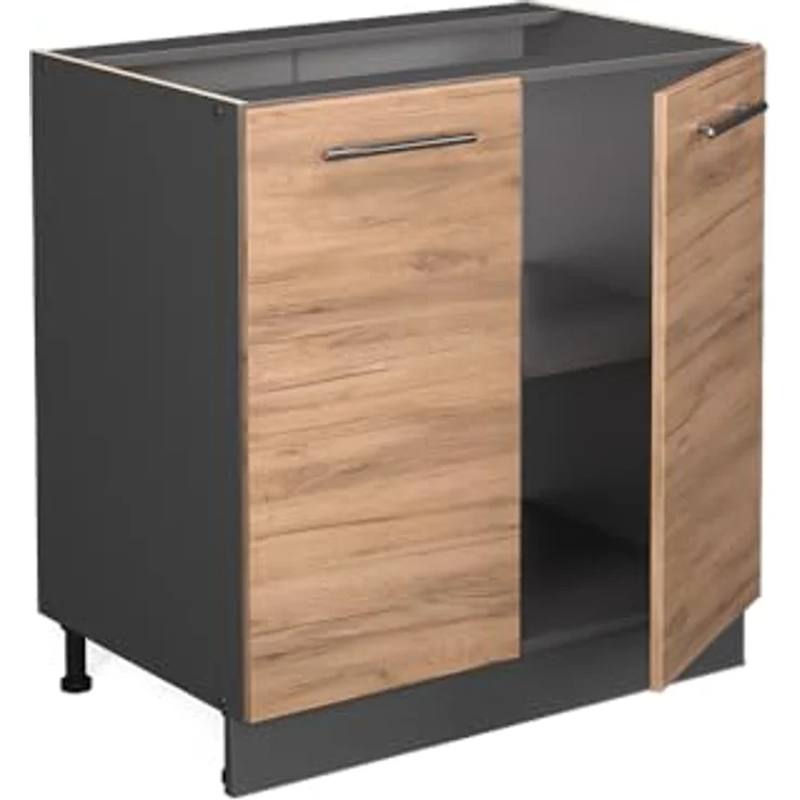 Vicco Spülenunterschrank Fame-Line, Goldkraft Eiche/Anthrazit, 80 cm mit Regal, AP Anthrazit – Bild 7