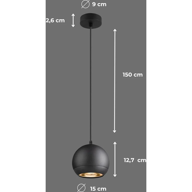 SLV LIGHT EYE® 150, Pendelleuchte, GU10, Pendellänge 150cm, 1x max. 13W, matt schwarz - Pendelleuchten – Bild 2