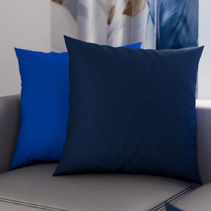 PETTI Artigiani Italiani - 2er-Set Wende-Kissenbezüge 50x50 cm, hypoallergene Mikrofaser, Double-Face, Elektroblau Notte – Bild 1