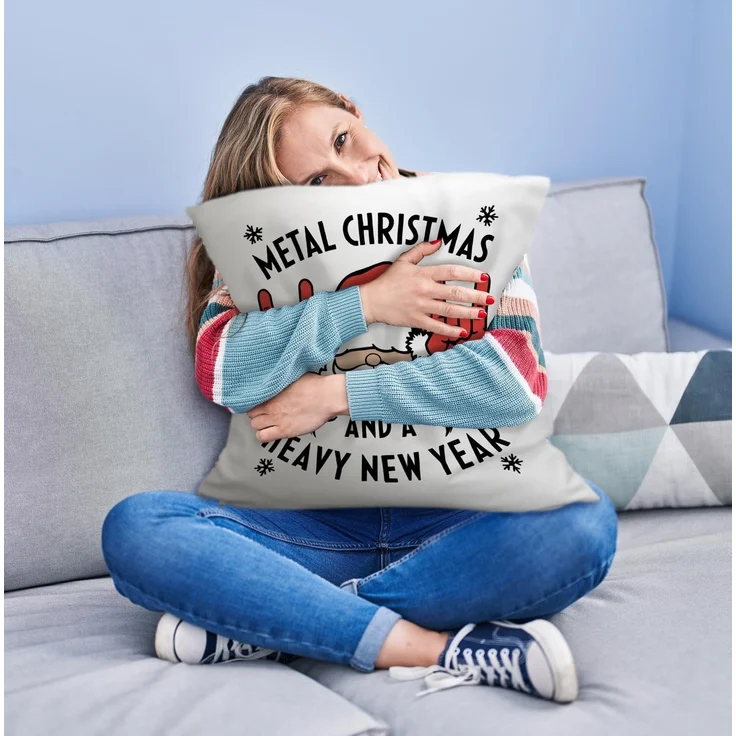 speecheese Dekokissen Weihnachtsmann Rockzeichen Metal Christmas Kuschelkissen – Bild 2