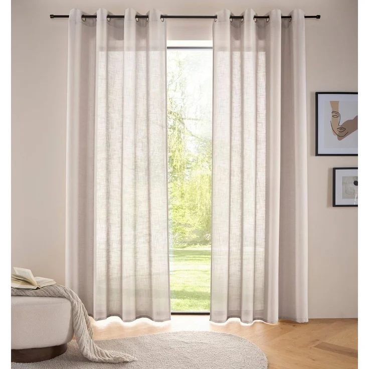 LeGer Home by Lena Gercke Gardine Marusha, 2er-Set, Ösen, halbtransparent, Leinen-Optik (2 St), Ösen, halbtransparent, Leinenoptik, Kundenliebling, Exklusiv, Wohnzimmer, Schlafzimmer – Bild 1