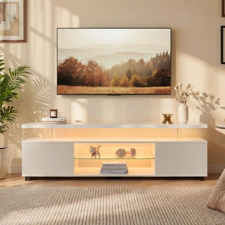 BlingBin TV-Schrank TV-Ständer für 60-Zoll-LED-Fernseher, Lowboard (Fernsehschrank, 1-St, 130 x 48 x 40 cm) Konsolentisch mit großem Seitenschrank für das Wohnzimmer – Bild 4