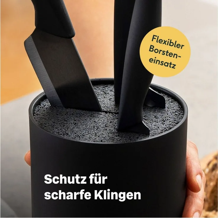 SILBERTHAL Messerblock mit Keramikmesser Set (2tlg), Flexibler Borsteneinsatz, Rutschfester Boden
