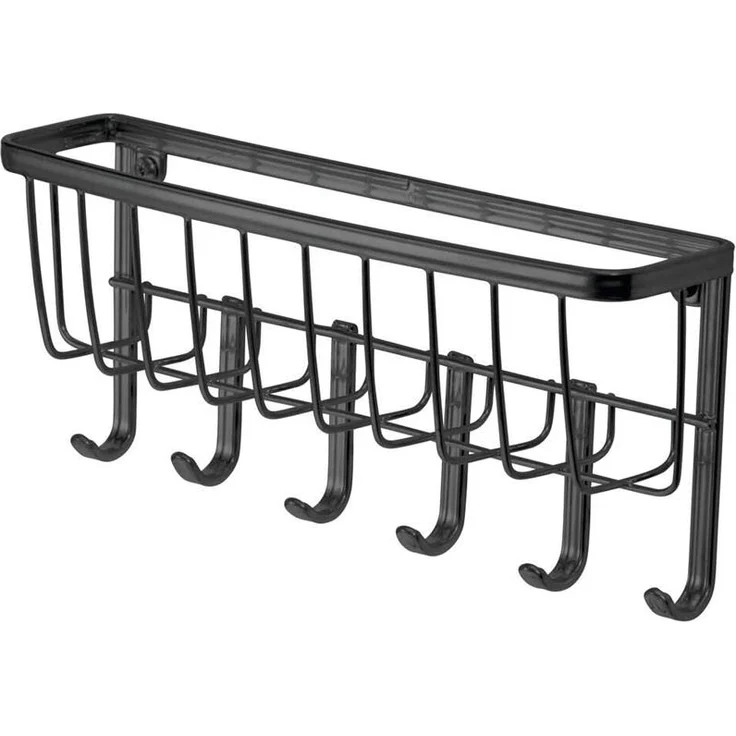 mDesign Schlüsselbrett Briefablage Wandmontage 6 Haken Metall Matt Schwarz – Bild 1
