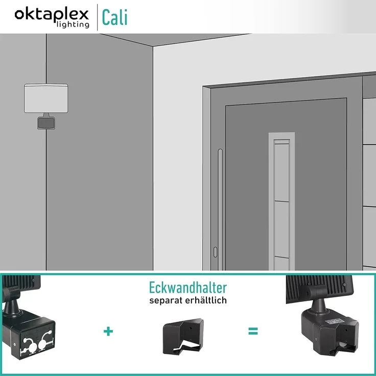 Oktaplex lighting LED Außen-Wandleuchte Oktaplex Cali Außenstrahler 3000K 30W, Diffusor, LED fest integriert, Warmweiß, Außenstrahler LED anthrazit Außenlampe Flutlichtstrahler – Bild 5