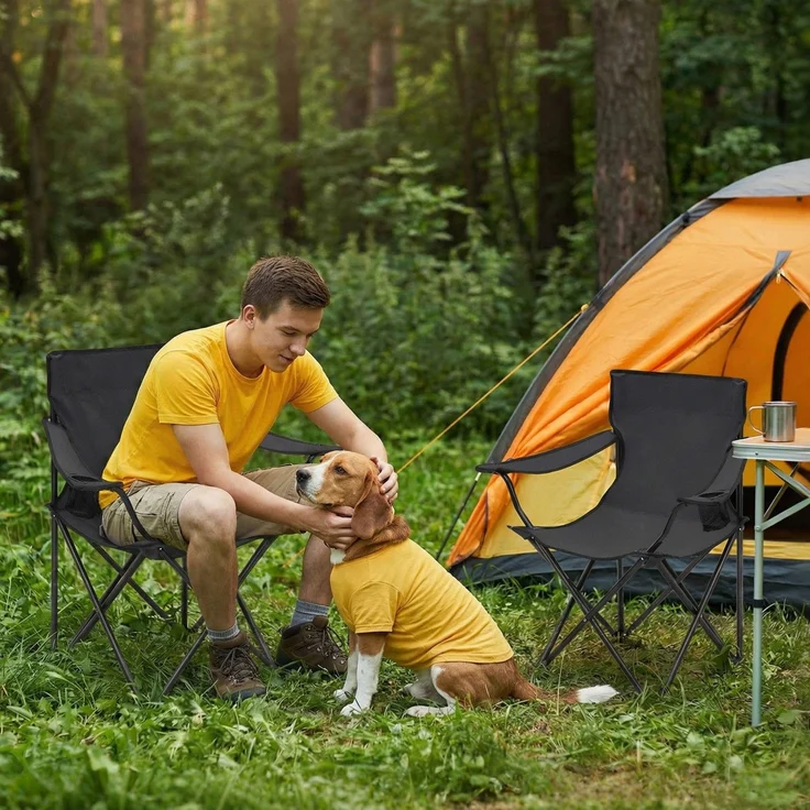 Sunula Campingstuhl Faltbar Anglerstuhl Ultraleicht Faltstuhl mit Armlehnen, mit Getränkehalter, mit Tragetasche, bis max. 100 kg, Anthrazit – Bild 2