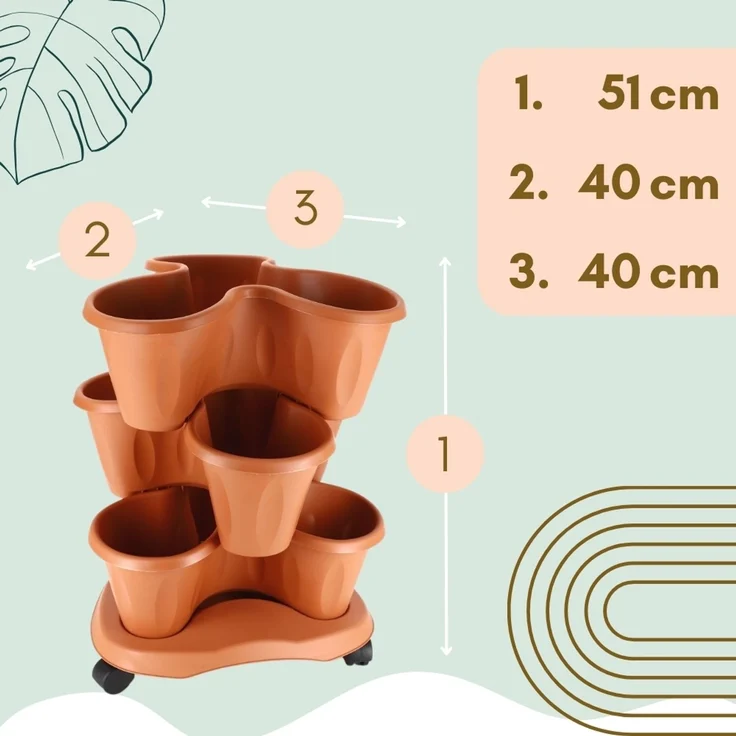 GarPet Blumentopf Pflanzturm Erdbeerturm 3er Set Säulentopf Stapelbar Vertikaler Garten – Bild 2