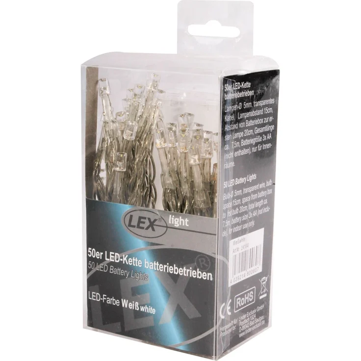 50er LED Lichterkette Lichtfarbe kaltweiß Innen Batterie – Bild 3