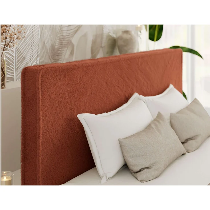 Design Polsterbett LUMARO CLASSIC 180x200 cm mit Lattenrost & 12cm hohen Füßen, Doppelbett mit Kopfteil, Konfigurierbar, Pocket Matratze - Orange Plüsch - VIRE LUX – Bild 3