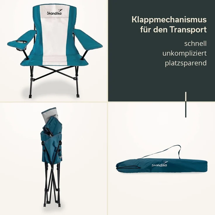 Skandika Campingstuhl, Faltstuhl mit Getränkehalter, Tragetasche und Breiten Armlehnen – Bild 5