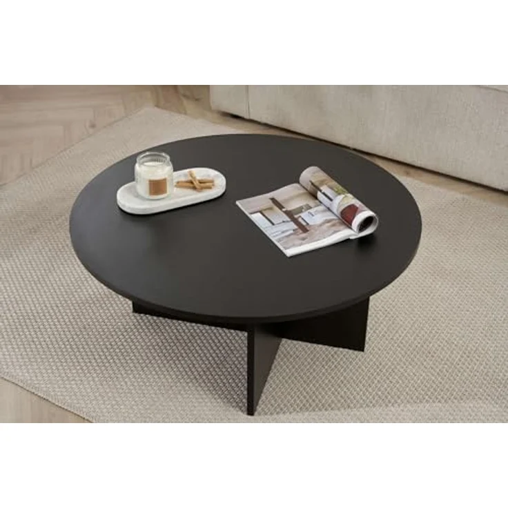 Stilvoller schwarzer Couchtisch, 90 x 90 x 40 cm | 100% melaminbeschichtete Spanplatte, 18 mm dick | langlebiges & Elegantes Design für Moderne Wohnräume – Bild 5
