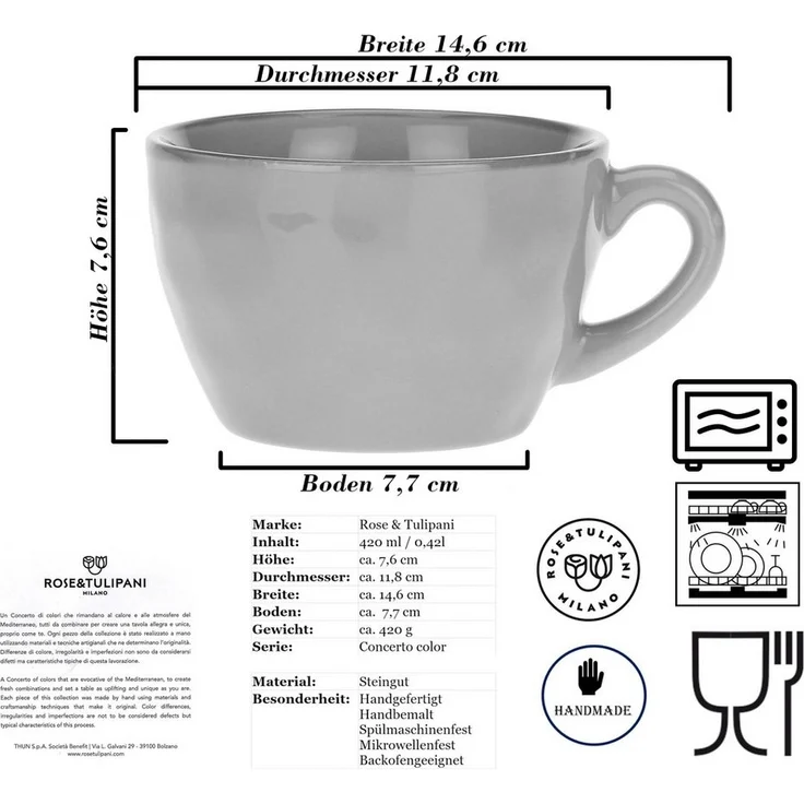 Frühstückstasse 420 ml Concerto Zartrosa – Bild 2