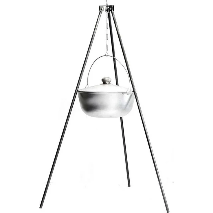 BIG-PAN Schmortopf Kasan 2 L Aluminium Dreibein Schwenktopf Kazan, Aluminium (Gulaschkessel Outdoor Kazan mit Bügel und Deckel) – Bild 1