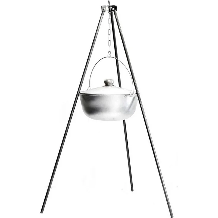 BIG-PAN Schmortopf Kasan 2 L Aluminium Dreibein Schwenktopf Kazan, Aluminium (Gulaschkessel Outdoor Kazan mit Bügel und Deckel)