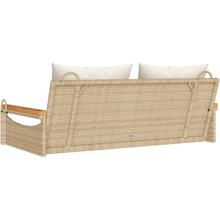 vidaXL Hängebank mit Kissen Beige 109x62x40 cm Poly Rattan 368148 – Bild 6