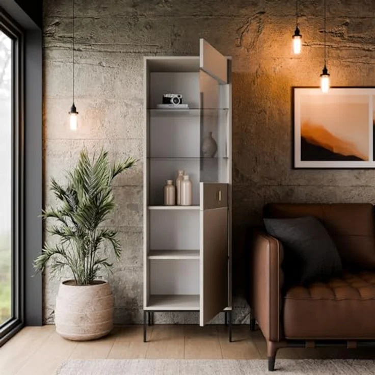 Lookway Vitrine MIDNIGHT mit Glastür auf Gestell Breite: 54 cm – Bild 4