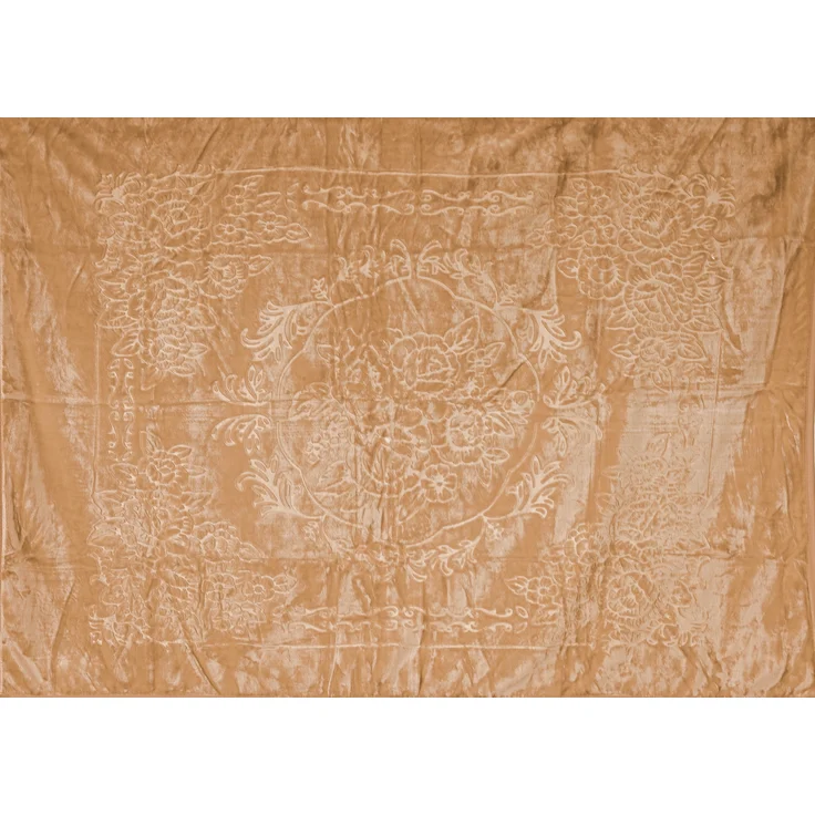 Almina Extra Weiche Wolldecke 160x220 cm 100% PES mit Blumen Muster Waschmaschinengeeignet Braun – Bild 1